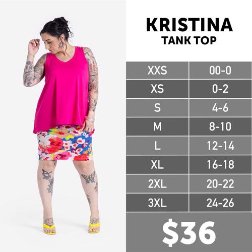 Kristina Size Chart